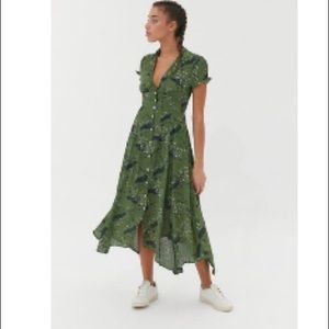 Uo Elle button through midi dress